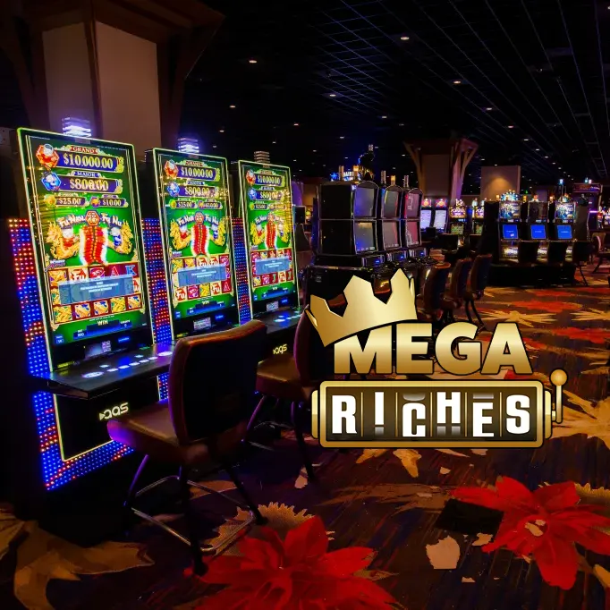Mega Riches Casino game lobby interface showing various slot categories